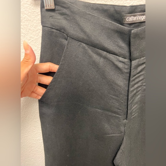 Catherinegee NWT Silk Linen Blend Culotes in Black Size 0 - Picture 4 of 11